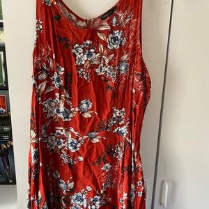 red floral dress